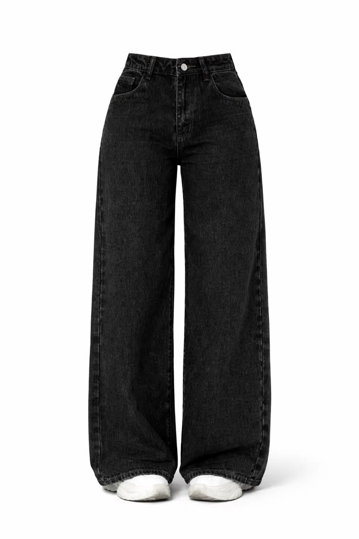 Premium Black Baggy Wide Leg Jeans | High Waist Oversized Denim Pants | Streetwear Aesthetic