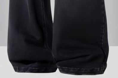 Premium Men’s/Unisex Baggy Fit Wide-Leg Denim Jeans – Washed Charcoal Black 3